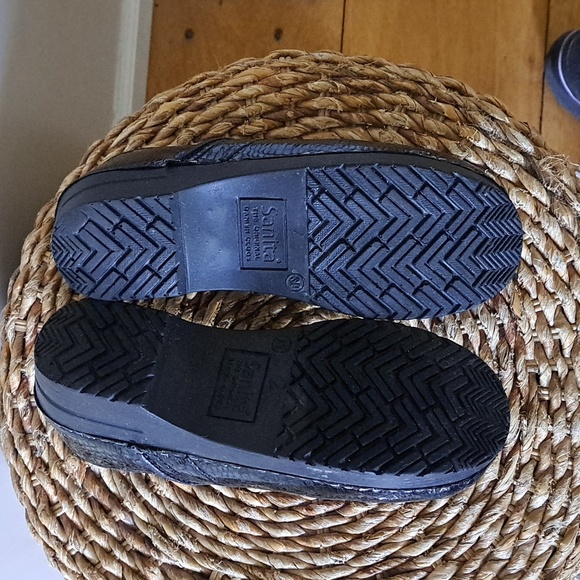 Sanita Womens The Original Danish Patent Black Snakeskin Print Leather Clogs 8.5 - Picture 7 of 9